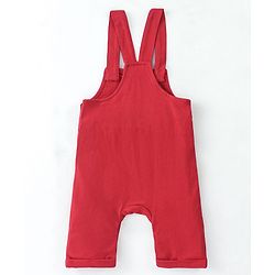 Babyhug 100% Cotton Knit Dungaree with Full Sleeves Inner Tee Animals Print - Light Blue & Red