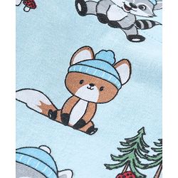 Babyhug 100% Cotton Knit Dungaree with Full Sleeves Inner Tee Animals Print - Light Blue & Red