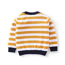 Babyhug Knit Full Sleeves Lightweight Sweater Striped - Yellow & White