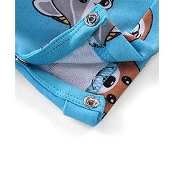 Babyhug 100% Cotton Knit Raccoon & Bear Printed Dungaree with Full Sleeves Striped Inner Tee - Blue & Orange