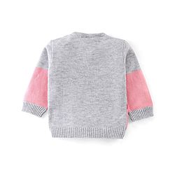 Babyhug Knit Full Sleeves Sweater Set Teddy Design - Grey & Pink