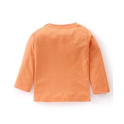 Babyhug 100% Cotton Knit Dungaree with Full Sleeves Inner Tee Soccer Ball Print - Peach
