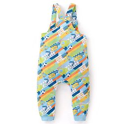 Babyhug 100% Cotton Knit Dungaree with Full Sleeves Inner Tee Soccer Ball Print - Peach