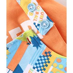 Babyhug 100% Cotton Knit Dungaree with Full Sleeves Inner Tee Soccer Ball Print - Peach