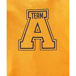 Babyhug Single Jersey Woven Dungaree with Full Sleeves T- Shirt Text Printed - Orange & Navy Blue