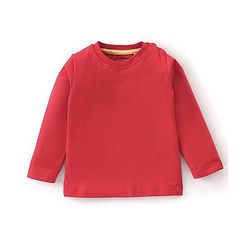 Babyhug 100% Cotton Knit Letters Print Dungaree with Full Sleeves Inner Tee - Red