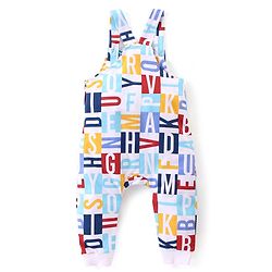 Babyhug 100% Cotton Knit Letters Print Dungaree with Full Sleeves Inner Tee - Red