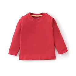 Babyhug 100% Cotton Knit Letters Print Dungaree with Full Sleeves Inner Tee - Red