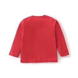 Babyhug 100% Cotton Knit Letters Print Dungaree with Full Sleeves Inner Tee - Red