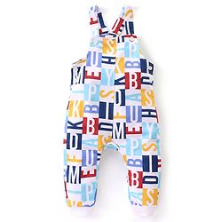 Babyhug 100% Cotton Knit Letters Print Dungaree with Full Sleeves Inner Tee - Red