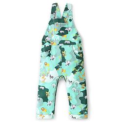 Babyhug 100% Cotton Knit Full Sleeves Inner Tee with Jungle Theme Printed  Dungaree - Orange Green