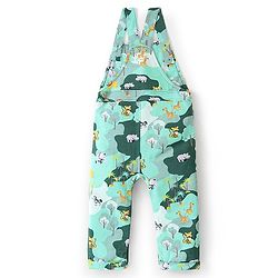 Babyhug 100% Cotton Knit Full Sleeves Inner Tee with Jungle Theme Printed  Dungaree - Orange Green