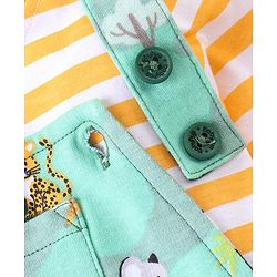 Babyhug 100% Cotton Knit Full Sleeves Inner Tee with Jungle Theme Printed  Dungaree - Orange Green
