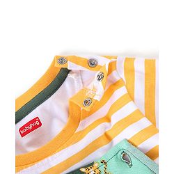 Babyhug 100% Cotton Knit Full Sleeves Inner Tee with Jungle Theme Printed  Dungaree - Orange Green