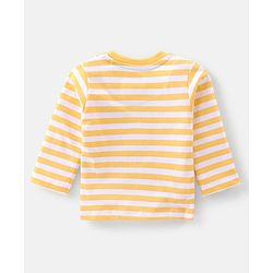 Babyhug 100% Cotton Knit Elephant Print Dungaree with Full Sleeves Stripe Inner Tee - Orange & Blue