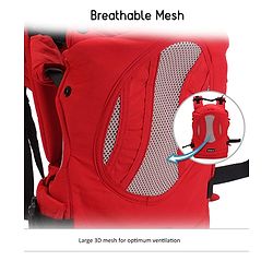 Babyhug Snuggle Me 3 Way Baby Carrier With Adjustable Protective Hood - Red