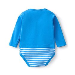 Babyhug 100% Cotton Knit Full Sleeves Striped & Fox Printed Oneise - Blue