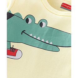 Babyhug 100% Cotton Knit Full Sleeves Crocodile Print Onesie - Yellow