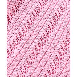 Babyhug Organic Cotton Full Frilled Sleeves Cable Knit Pullover - Light Pink