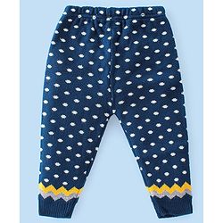 Babyhug Knitted Full Sleeves Wave Design Sweater Set -Navy Blue & Yellow