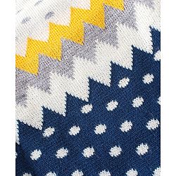 Babyhug Knitted Full Sleeves Wave Design Sweater Set -Navy Blue & Yellow