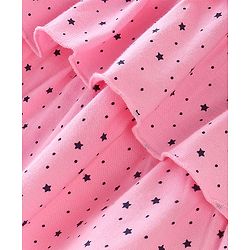 Babyhug 100% Cotton Knit Half Sleeves Shrug & Frock With Star Print - Pink & Blue