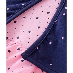 Babyhug 100% Cotton Knit Half Sleeves Shrug & Frock With Star Print - Pink & Blue