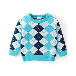 Babyhug Full Sleeves Baby Sweater Set - Light Blue