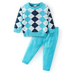 Babyhug Full Sleeves Baby Sweater Set - Light Blue
