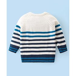 Babyhug Knit Full Sleeves Striped Baby Sweater Set with Bear Design - Multicolor