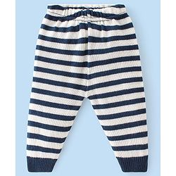 Babyhug Knit Full Sleeves Striped Baby Sweater Set with Bear Design - Multicolor