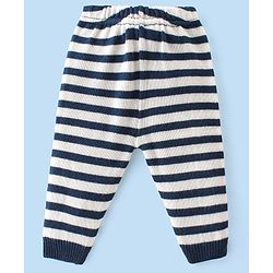Babyhug Knit Full Sleeves Striped Baby Sweater Set with Bear Design - Multicolor