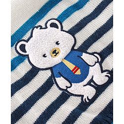 Babyhug Knit Full Sleeves Striped Baby Sweater Set with Bear Design - Multicolor