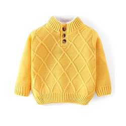 Babyhug Full Sleeves Sweater Cable Knit Design- Yellow