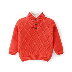 Babyhug Full Sleeves Cable Knit Pullover - Orange