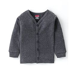 Babyhug Cotton Full Sleeves Front Open Thermal Vest And Leggings- Dark Grey