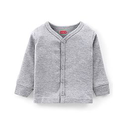 Babyhug Full Sleeves Solid Thermal Vest & Pant Set - Light Grey
