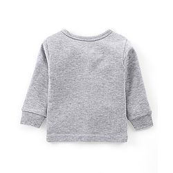 Babyhug Full Sleeves Solid Thermal Vest & Pant Set - Light Grey