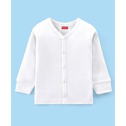 Babyhug Full Sleeves Solid Thermal Vest & Pant Set - Off White