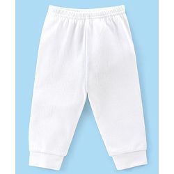 Babyhug Full Sleeves Solid Thermal Vest & Pant Set - Off White