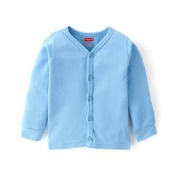 Babyhug Cotton Blend Full Sleeves Front Open Thermal Vest And Leggings- Blue