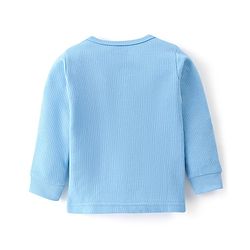 Babyhug Cotton Blend Full Sleeves Front Open Thermal Vest And Leggings- Blue