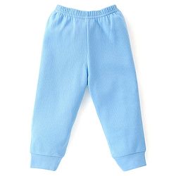 Babyhug Cotton Blend Full Sleeves Front Open Thermal Vest And Leggings- Blue