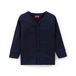 Babyhug Full Sleeves Solid Thermal Vest & Pant Set - Navy Blue