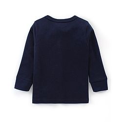 Babyhug Full Sleeves Solid Thermal Vest & Pant Set - Navy Blue