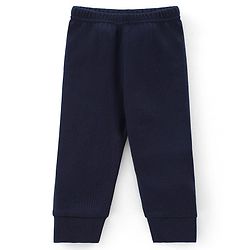 Babyhug Full Sleeves Solid Thermal Vest & Pant Set - Navy Blue