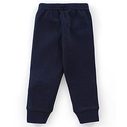 Babyhug Full Sleeves Solid Thermal Vest & Pant Set - Navy Blue