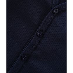 Babyhug Full Sleeves Solid Thermal Vest & Pant Set - Navy Blue