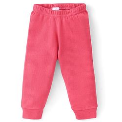 Babyhug Cotton Full Sleeves Front Open Thermal Vest And Leggings- Coral
