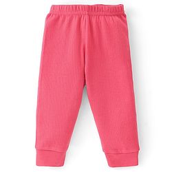 Babyhug Cotton Full Sleeves Front Open Thermal Vest And Leggings- Coral